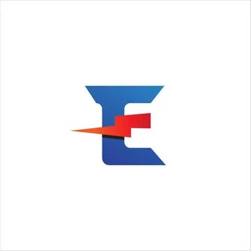 Letter E Initial Logo Design Template.  Alphabet with thunder icon logo con.. Stock-Illustration