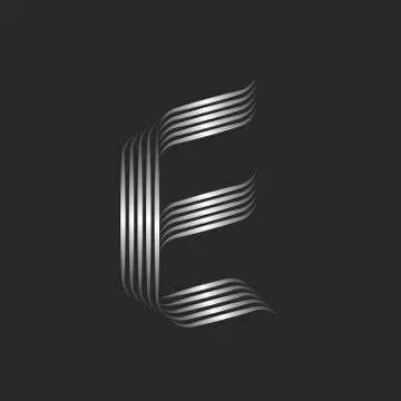 Letter E initial logo monogram minimal style, weaving metallic gradient strip Stock Illustration