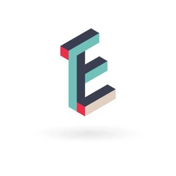 Letter E isometric logo design. Stock Illustration