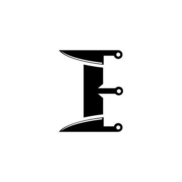 Letter E knife logo design template inspiration. Stock Illustration