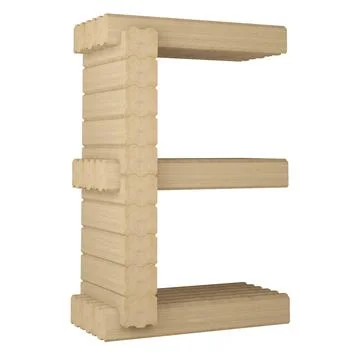 Letter E from laminated veneer lumber Stock Illustration