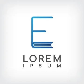 Letter "e" line minimal book logo design template Stock Illustration