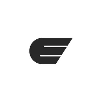 Letter E logo with abstract wing shape, simple winged symbol Stock Illustration