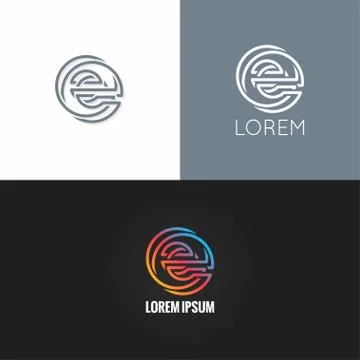 Letter E logo alphabet design icon set background Stock Illustration