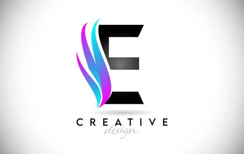 Letter E Logo with creative gradient swooshes. Creative elegant letter E with Stock Illustration