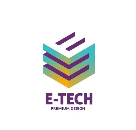 Letter E Logo as Cube Design Stock Illustration