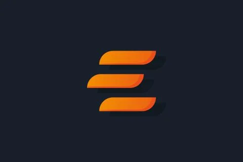 Letter E logo design . modern letter E logo with orange color . vector illust Stock Illustration