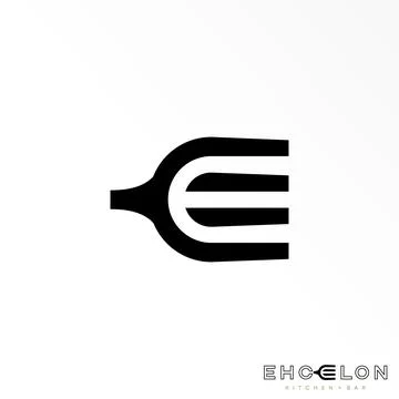 Letter E logo free vector stock. Fork abstract design concept. Illustrazione stock
