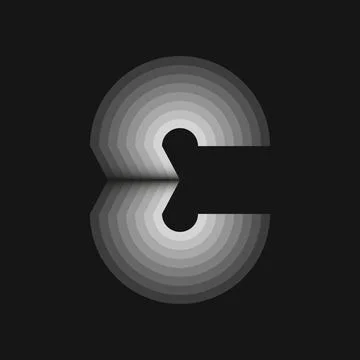 Letter E logo initial monogram with rounded grey stripes, typography mark ide Stock Illustration