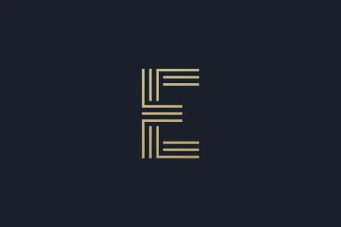 Letter E logo . Letter E design with line art or monoline logo style . vector Stock Illustration