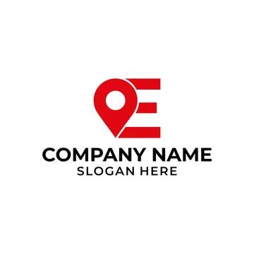 Letter E logo with location icon. E pointer logo template, gps logo initial Stock Illustration