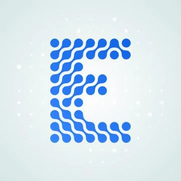 Letter E logo modern halftone icon. Vector flat letter E sign in futuristic b Illustrazione stock