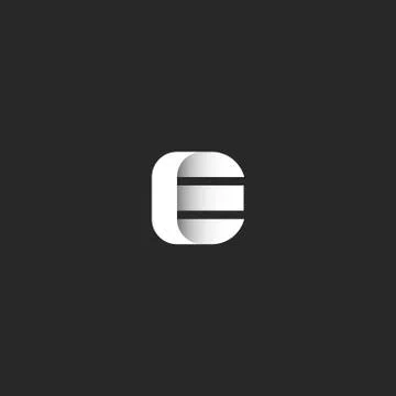 Letter E logo smooth stripe shape, sleek gradient black and white line typogr Stock-Illustration