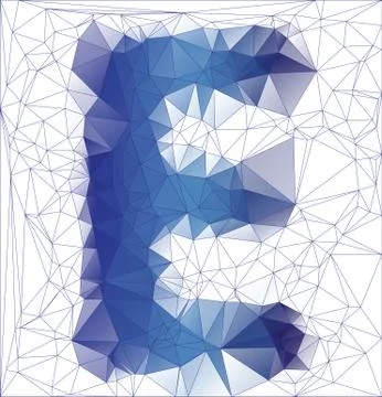 Letter E low poly design vector illustration Stock Illustration
