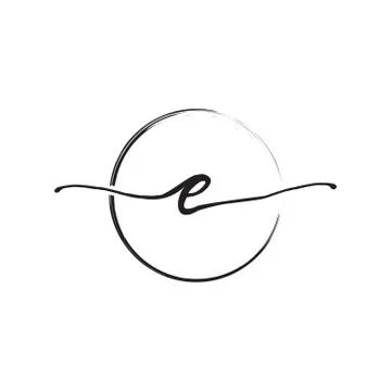 Letter E lowercase handwriting wiith circle brush 스톡 일러스트