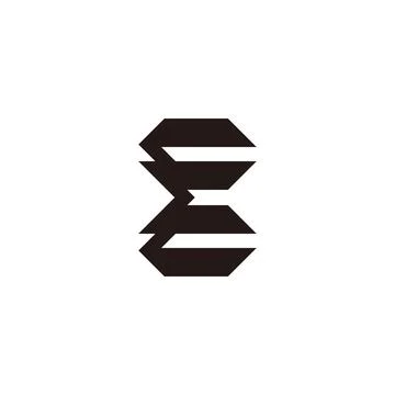 Letter e m simple geometric linked logo vector Stock Illustration