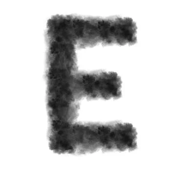 Letter E made from black clouds on a white background. Stock Illustration