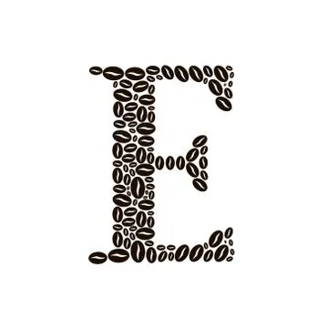 Letter e made of coffee beans vector set Illustrazione stock