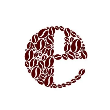Letter e  made of coffee beans vector set Illustrazione stock