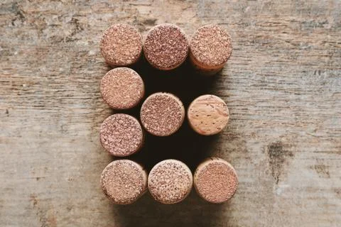 Letter E made from corks Stock Photos