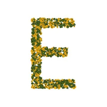 Letter e made from green and yellow bell peppers Stock Photos