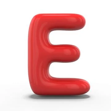 Letter E made of inflatable balloon isolated on white background. 3D Stock Illustration