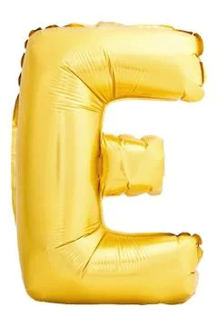 Letter E made of inflatable balloon isolated on white Stock Photos