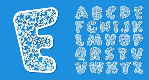Letter E made from snowflakes.  Stock Illustration