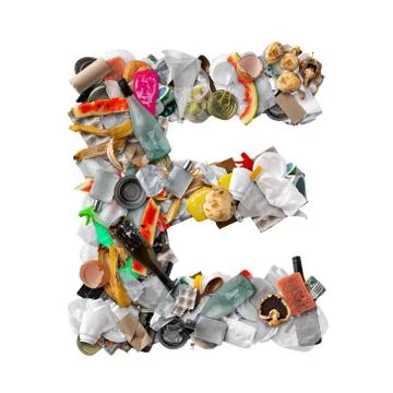 Letter E made of trash Stock Photos