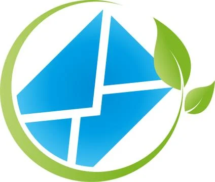Letter, e-mail, green IT, leaves, logo Illustrazione stock
