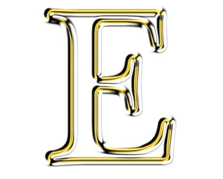 Letter e from metal solid alphabet. Illustrazione stock
