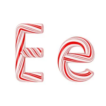Letter E Mint Candy Cane Alphabet Collection Striped in Red Christmas Colour  Stock Illustration