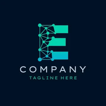 Letter E Molecule Logo, Bio tech Connect Dots Science Technology Logo Design  Stock Illustration