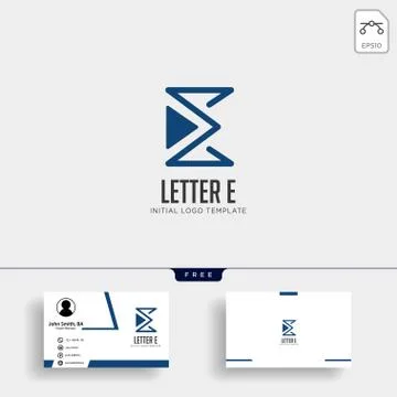 Letter E monoline creative logo template qith business card Stock Illustration