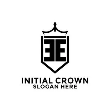 Letter E or EE Shield With Crown Logo design, Initial Letter Logo design te.. Stock Illustration