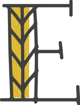 Letter E with organic grain design Stock Illustration