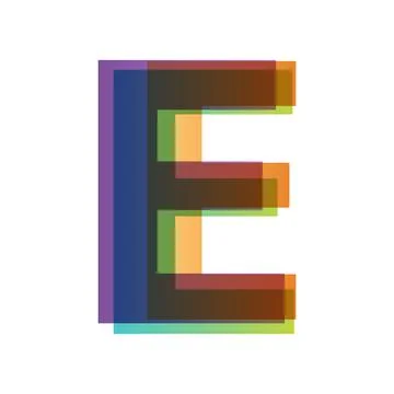 Letter E in overlay color transparency style isolated on white background. Al Stock Illustration