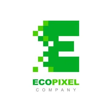 Letter E Pixel Eco Ecology Green Technology Logo Symbol Vector Stock Illustration