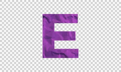 Letter E with a purple fabric texture isolated on a white background Stock Illustration