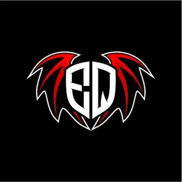 Letter E Q initial vector logo template with a minimalist dragon wing style Stock Illustration