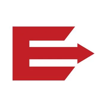 Letter E Red Arrow Logo Stock Illustration