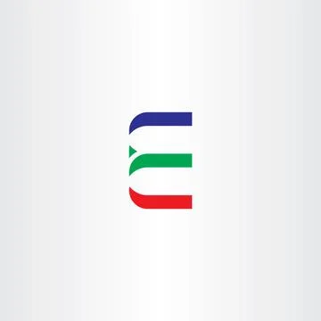 Letter e red green blue icon vector 스톡 일러스트