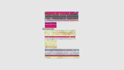 Letter E Reveals in Glitchy Cartoon Style Stock Footage 254747879