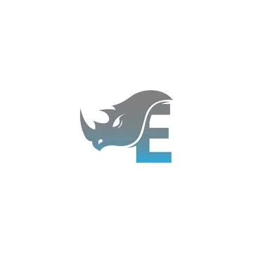 Letter E with rhino head icon logo template Ilustración de archivo