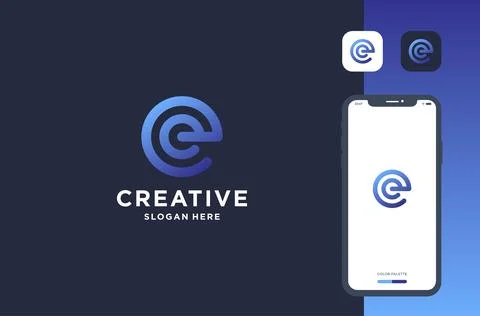 Letter e rounded logo design Stock Illustration