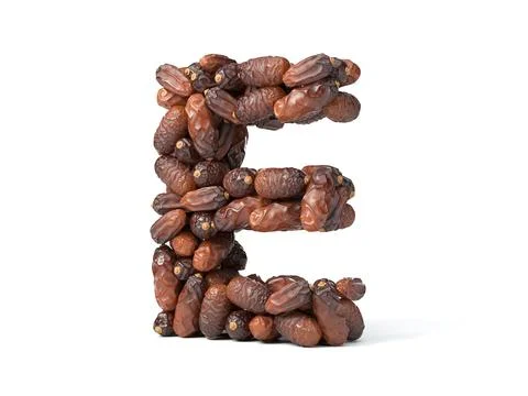 Letter E shaped date palm fruits, 3d illustration Stock Illustration