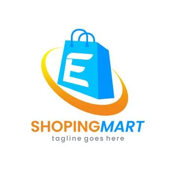 Letter E Shop Bag Logo Design Stock Illustration