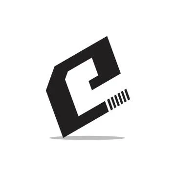 Letter e simple geometric square logo Stock Illustration