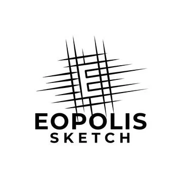 Letter E sketch logo design template Stock Illustration