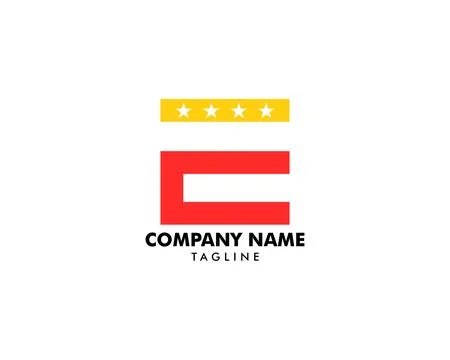 Letter E With Star Shape Logo Vector Stock Illustration